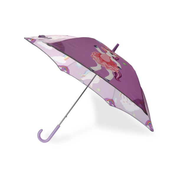 Sonia Originelli Kinder Regenschirm reflektierend Sicherheitsschirm Einhorn lila rosa Sternchen Unicorn Angebote