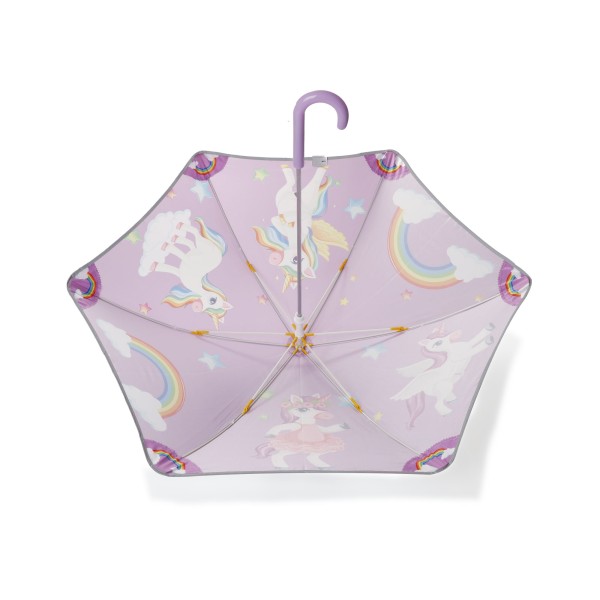 Sonia Originelli Kinder Regenschirm reflektierend Sicherheitsschirm Einhorn lila rosa Sternchen Unicorn Angebote