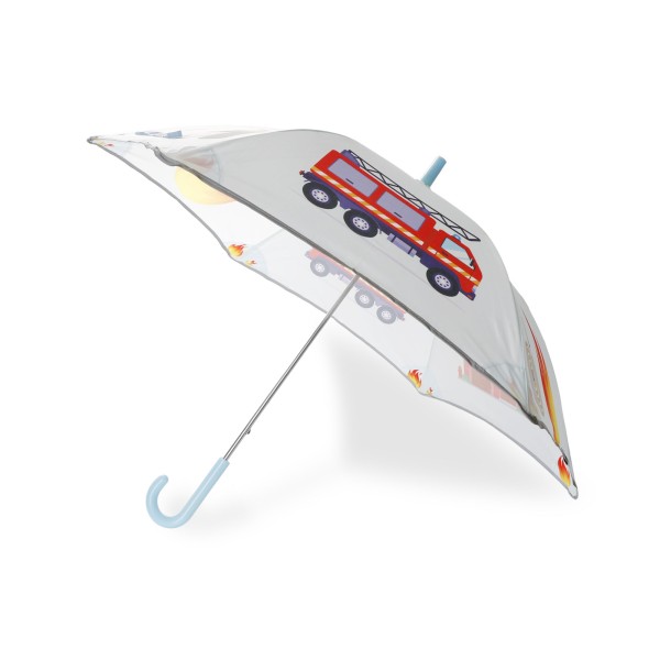 Sonia Originelli Kinder Regenschirm reflektierend Sicherheitsschirm Feuerwehr Tatü Tata Auto Hotsell