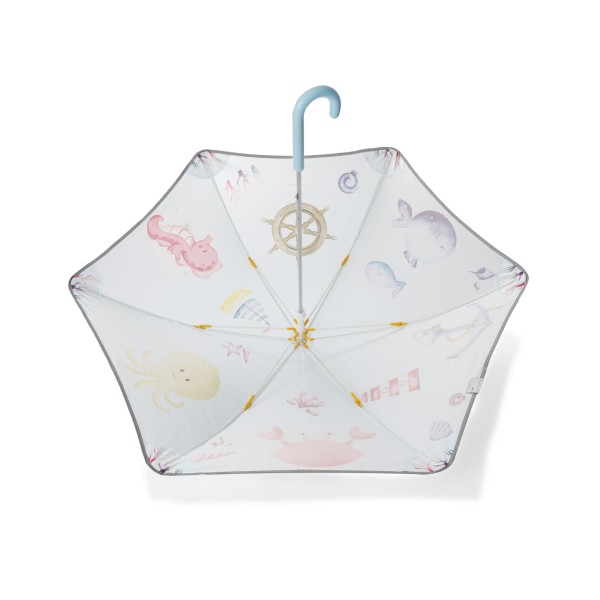 Sonia Originelli Kinder Regenschirm reflektierend Sicherheitsschirm maritim Fische Krabbe Leuchtturm im Angebot