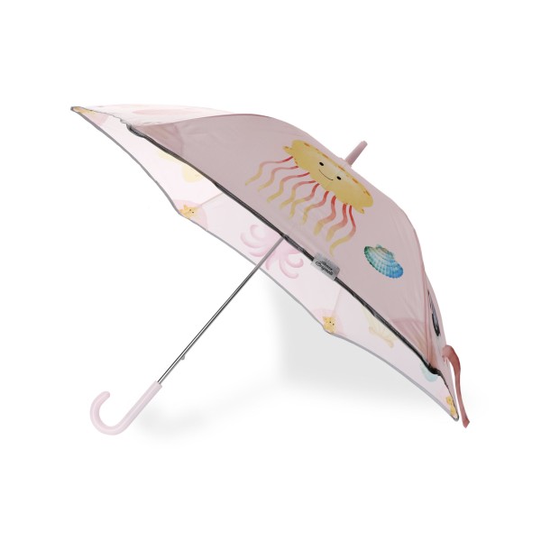 Sonia Originelli Kinder Regenschirm reflektierend Sicherheitsschirm maritim Fische Krabbe Muschel Qualle Seestern ros Schlussverkauf