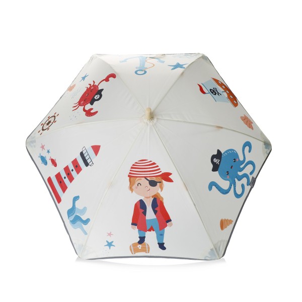 Sonia Originelli Kinder Regenschirm reflektierend Sicherheitsschirm Pirat Schatz Augenklappe Seeräuber