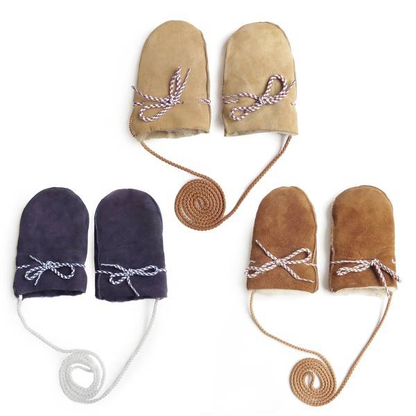 Sonia Originelli Baby Fausthandschuhe Schaf Lammfell Kordel Fäustlinge Schlussverkauf