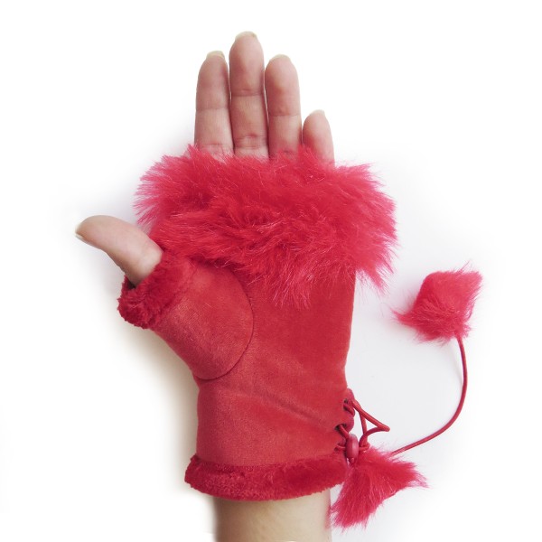 Sonia Originelli Damenhandschuhe Fingerlos Wuschel Kunstfell Handstulpe Fabrikverkauf
