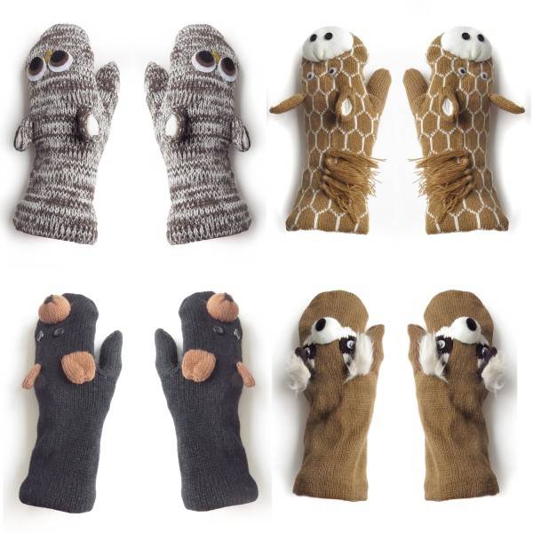 Sonia Originelli Fausthandschuhe Eule Giraffe Bär Tiere Fäustel Fleece Strick Outlet