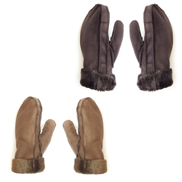 Sonia Originelli Fausthandschuhe Faux-Leder Velouroptik Kunstfell Samt Velvet kuschelig Auslauf