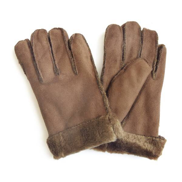Sonia Originelli Fingerhandschuhe Faux-Leder Velouroptik Kunstfell Samt Velvet kuschelig im Angebot