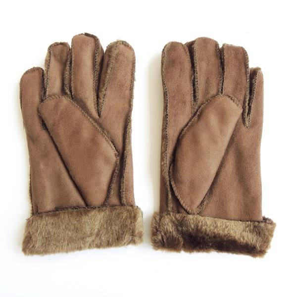 Sonia Originelli Fingerhandschuhe Faux-Leder Velouroptik Kunstfell Samt Velvet kuschelig im Angebot