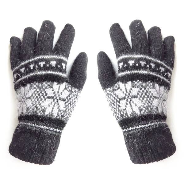Sonia Originelli Handschuhe Norweger Muster Finger Strickmuster Angorawolle Schwarz Meist gekauft