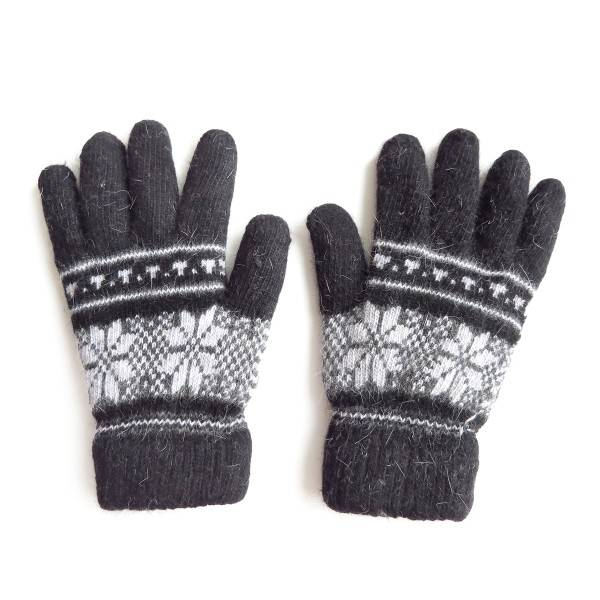 Sonia Originelli Handschuhe Norweger Muster Finger Strickmuster Angorawolle Schwarz Meist gekauft