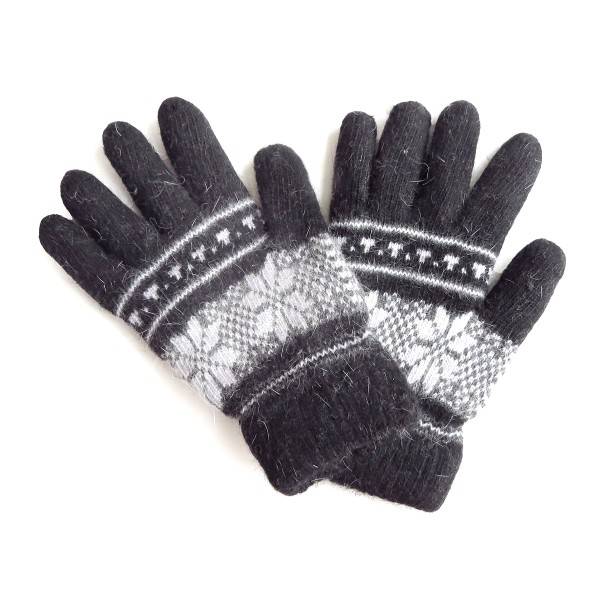 Sonia Originelli Handschuhe Norweger Muster Finger Strickmuster Angorawolle Schwarz Meist gekauft