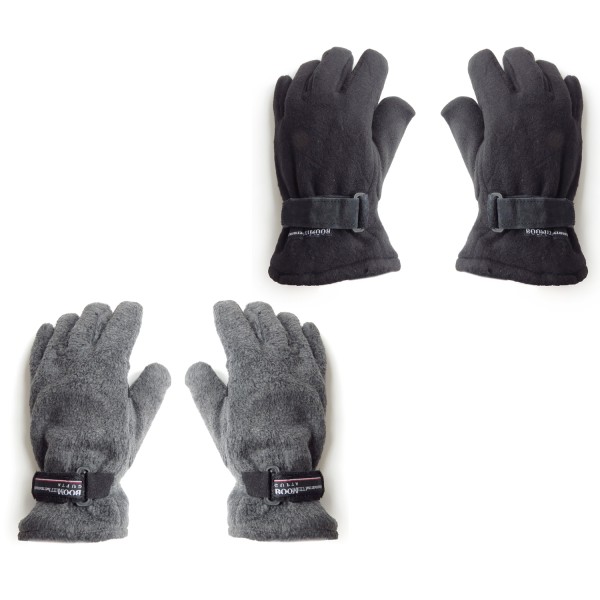 Sonia Originelli Handschuhe Winter Finger Fleece Schwarz Klettverschluss Outlet