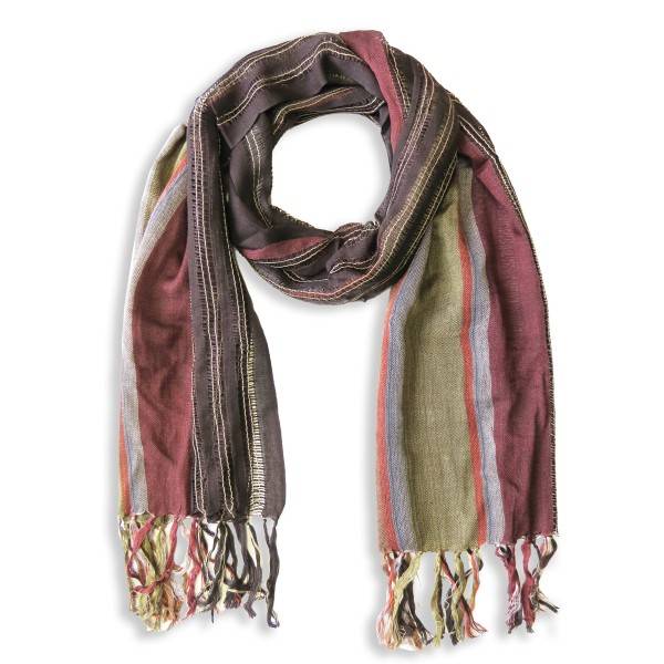 Sonia Originelli Langschal mit Fransen gestreift Streifen braun olive