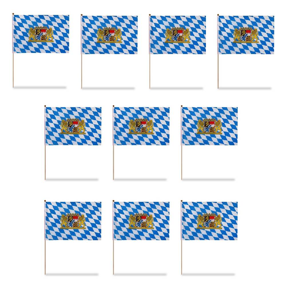 Sonia Originelli 10er Set Fahne Flagge Winkfahne "Bayern" Handfahne EM WM