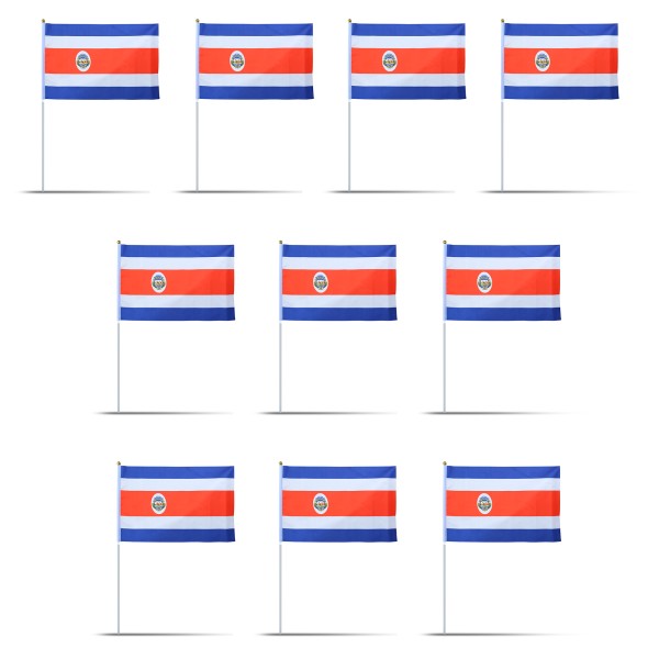 Sonia Originelli 10er Set Fahne Flagge Winkfahne "Costa Rica" Handfahne EM WM