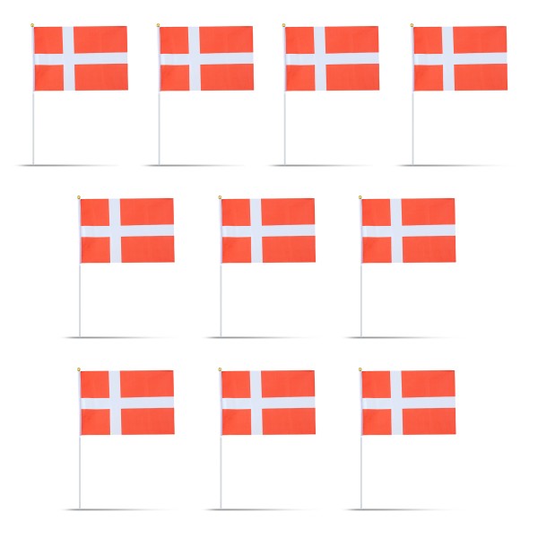 Sonia Originelli 10er Set Fahne Flagge Winkfahne "Dänemark" Denmark Handfahne EM WM