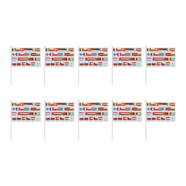 Sonia Originelli 10er Set Fahne Flagge Winkfahne "Europa 27 Länder" Handfahne EM WM