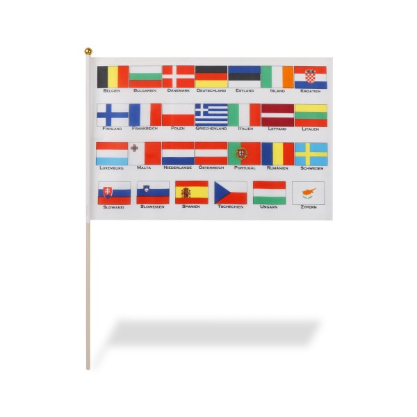 Sonia Originelli 10er Set Fahne Flagge Winkfahne "Europa 27 Länder" Handfahne EM WM Blitzverkäufe