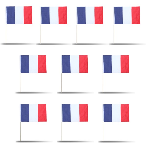 Sonia Originelli 10er Set Fahne Flagge Winkfahne "Frankreich" France Handfahne EM WM