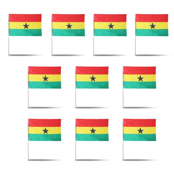 Sonia Originelli 10er Set Fahne Flagge Winkfahne "Ghana" Handfahne EM WM