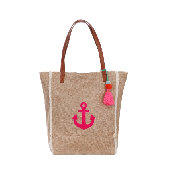 Sonia Originelli Canvas Shopper "Anker" Strandtasche Bommel Quasten