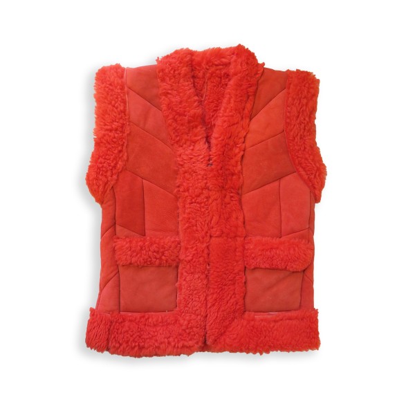 Sonia Originelli Damenweste Naturfell Leder Lammfell Patchwork Handarbeit