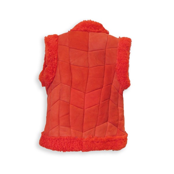 Sonia Originelli Damenweste Naturfell Leder Lammfell Patchwork Handarbeit Günstig kaufen