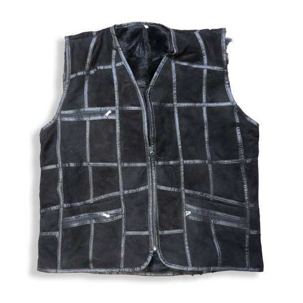 Sonia Originelli Herrenweste Naturfell Leder Patchwork Jacke Fabrikverkauf