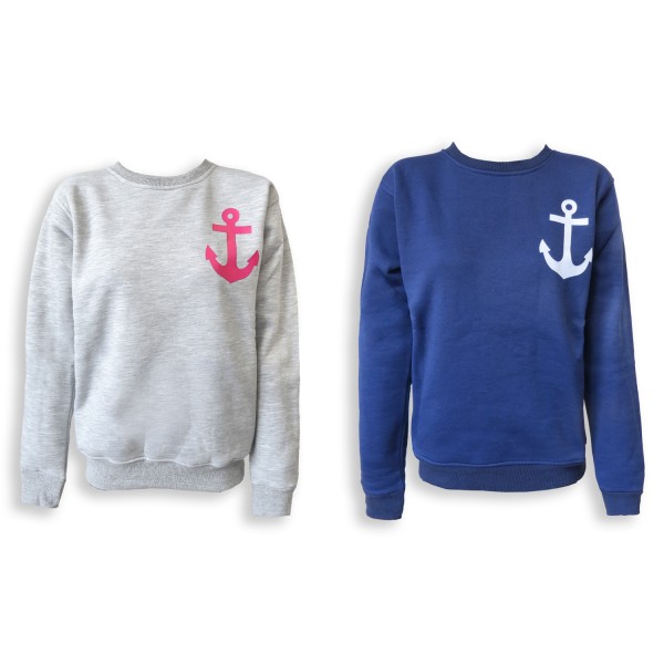 Sonia Originelli Sweatshirt "Anker" Maritim Druck Damen Unifarben Pullover Auslauf