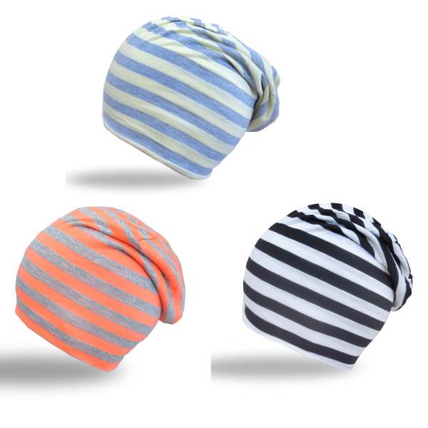 Sonia Originelli Beanie Mütze "Streifen" Unisex Jersey weich und angenehm leicht Preisnachlass