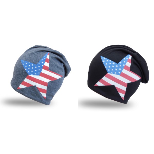 Sonia Originelli Beanie Mütze "USA" Unisex Stern Jersey im Angebot
