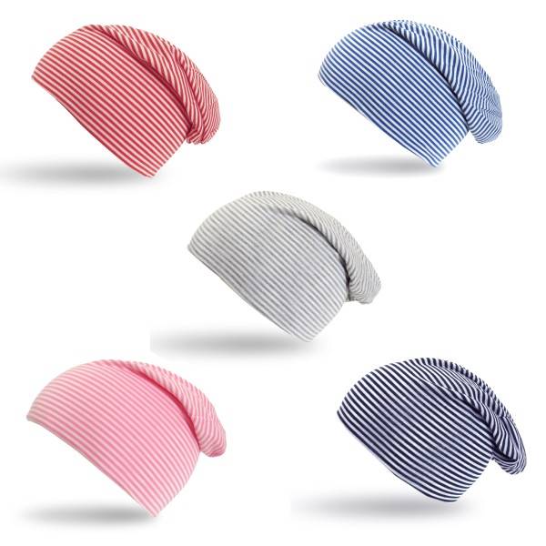 Sonia Originelli Beanie Mütze Kind "Streifen UNI" Maritim Jersey im Angebot