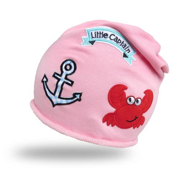 Sonia Originelli Beanie Mütze Kleinkind Patch Aufnäher Krabbe maritim Anker trend Baumwolle Babymütze