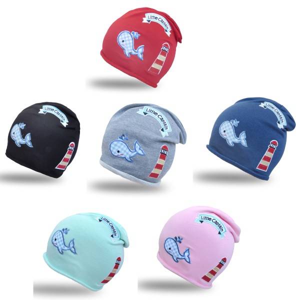 Sonia Originelli Beanie Mütze Kleinkind Patch Aufnäher Leuchtturm maritim Wal trend Baumwolle Babymütze Meist gekauft