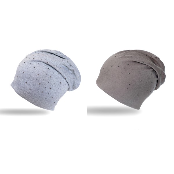 Sonia Originelli Beanie Mütze Nieten Schlicht Onesize Jersey Blitzverkäufe