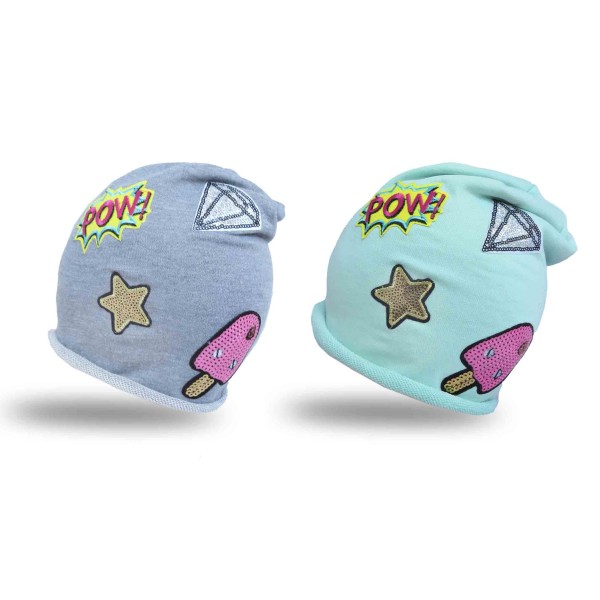 Sonia Originelli Beanie Mütze Patch Aufnäher Diamant Eis trend Baumwolle Outlet