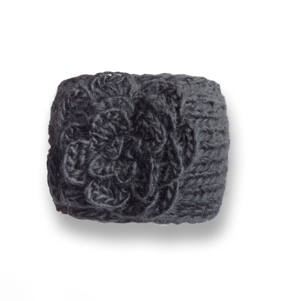 Sonia Originelli Damen Stirnband grob gestrickt mit Blumenapplikation und Knöpfen