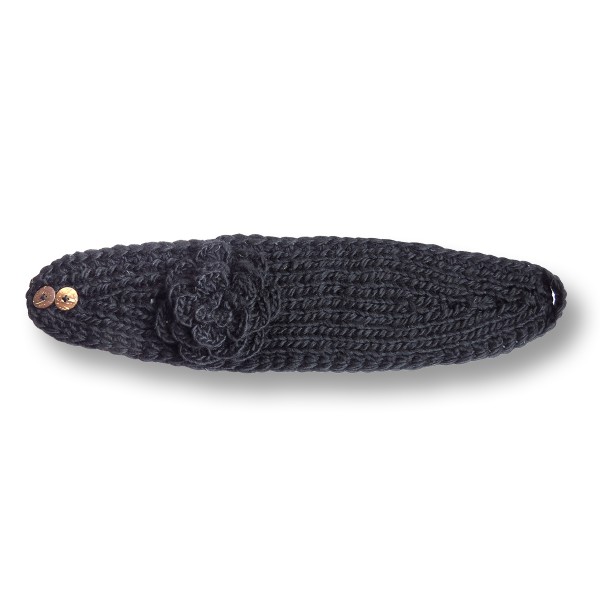 Sonia Originelli Damen Stirnband grob gestrickt mit Blumenapplikation und Knöpfen Hotsell
