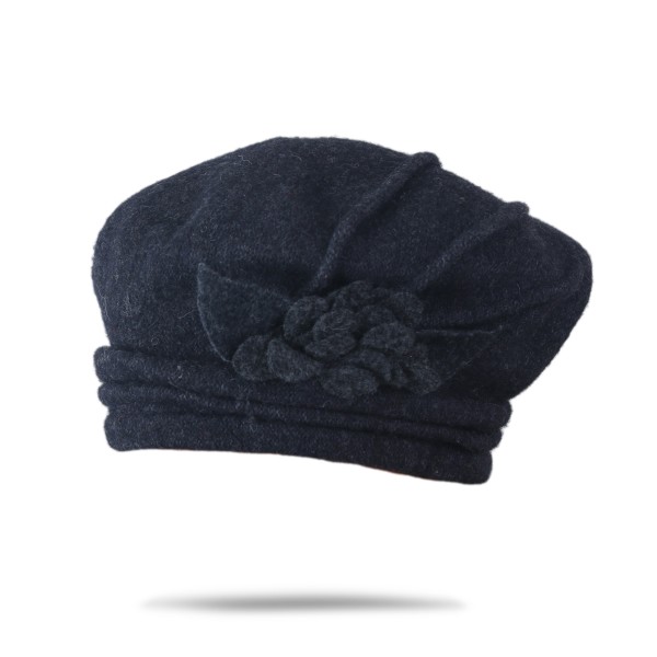 Sonia Originelli Damenhut Barett Wolle Blumenapplikation Winter warm hoher Tragekomfort im Angebot