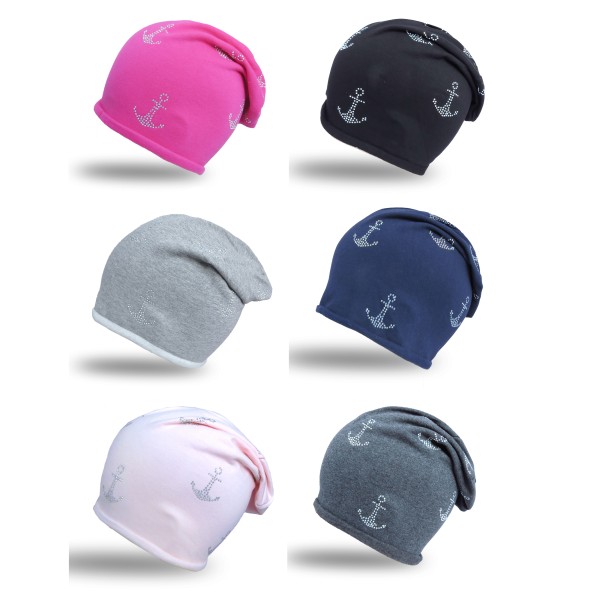 Sonia Originelli Fleece Beanie "Mini Anker Fleece" Strass Mütze Winter Premium Outlet