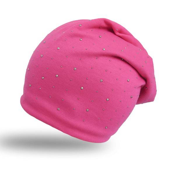 Sonia Originelli Fleece Beanie "Nieten" Steinchen Glitter Übergangsmütze gefüttert