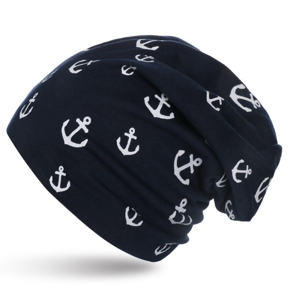 Sonia Originelli Kinder Beanie "Mini Anker" Maritim Mütze Overall Print