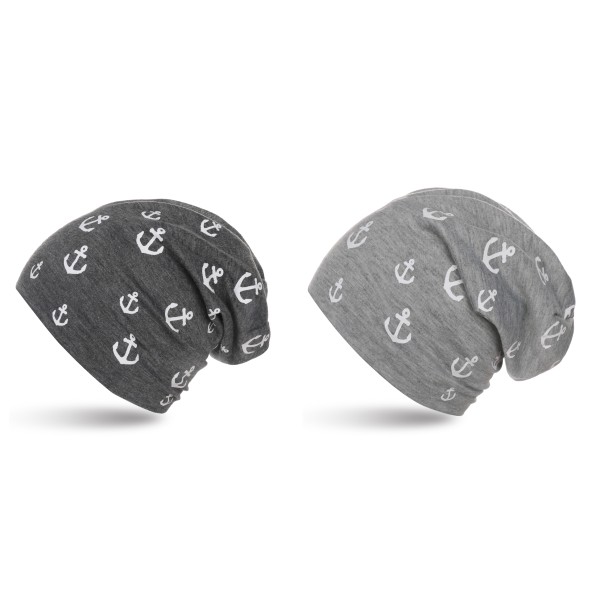 Sonia Originelli Kinder Beanie "Mini Anker" Maritim Mütze Overall Print Auslauf