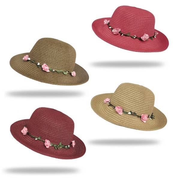 Sonia Originelli Strohhut "Blümchen" Strandhut Blumenkranz Damen Blume im Angebot