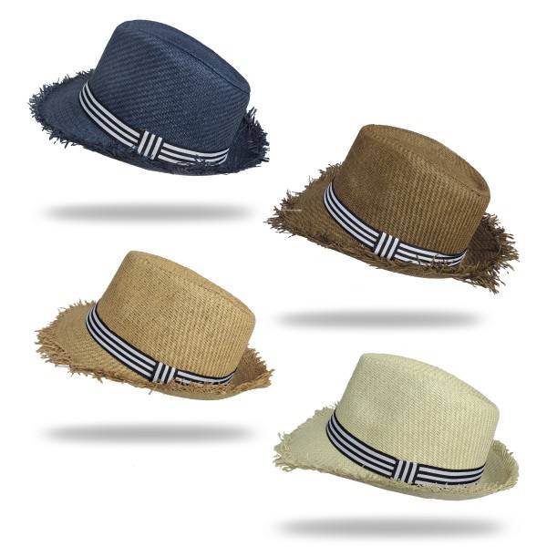 Sonia Originelli Strohhut Sommerhut Strand Fransen Damen Herren Unisex Streifen Schlussverkauf