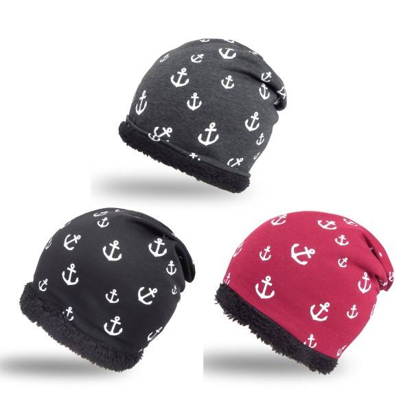 Sonia Originelli Winter Beanie Mütze "Mini Anker" Teddyfell Futter Maritim Günstiger Verkauf