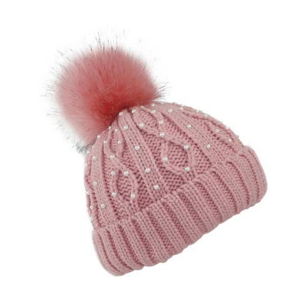 Sonia Originelli Winter Beanie Mütze Perlen Zopfmuster XL Bommel Teddyfell Online