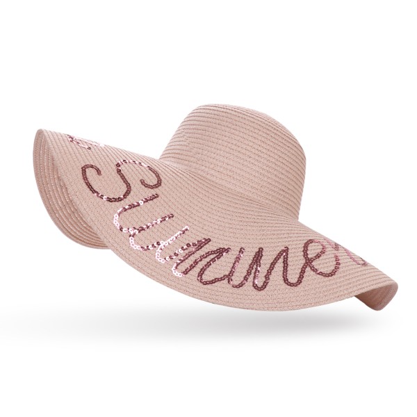 Sonia Originelli XXL Strohhut "Hello Summer Pailletten" Damen Sommerhut Strand