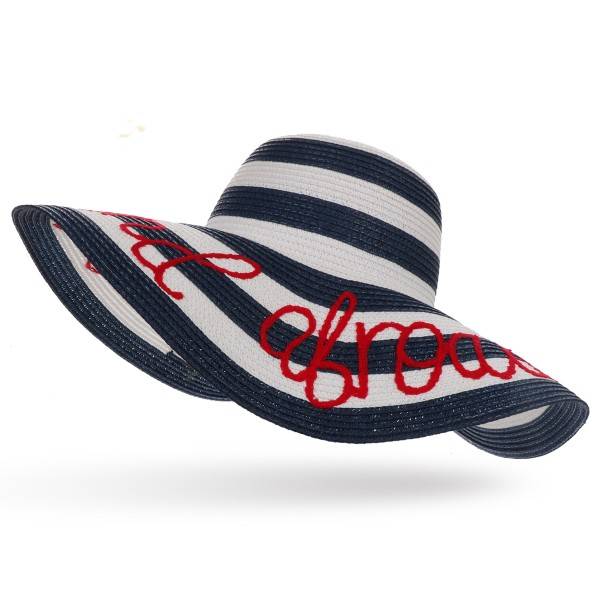 Sonia Originelli XXL Strohhut "Out and abroad" Streifen Maritim Bestickt Sommer Strand