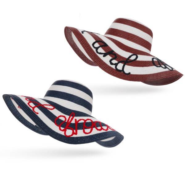 Sonia Originelli XXL Strohhut "Out and abroad" Streifen Maritim Bestickt Sommer Strand Sonderangebote